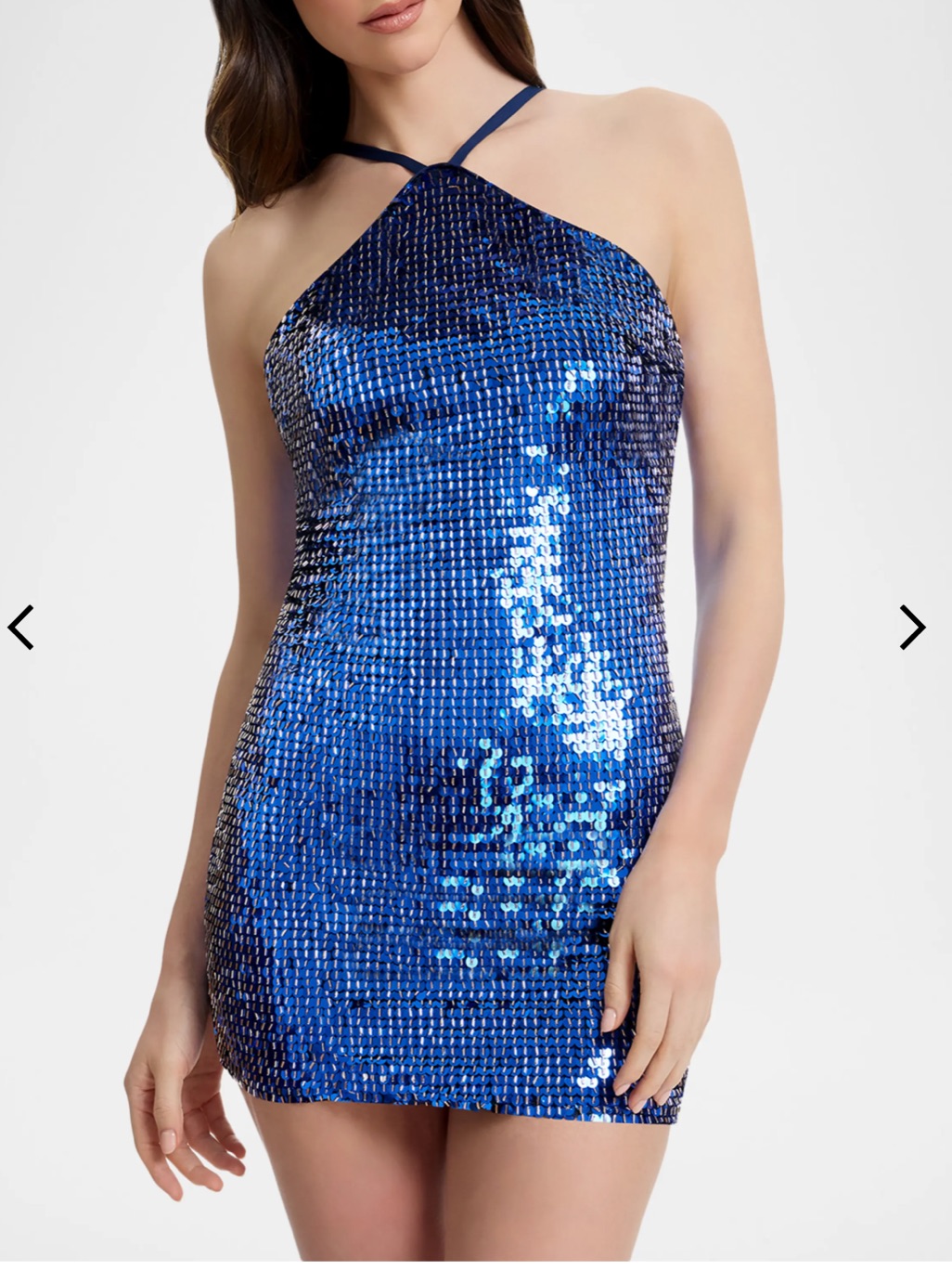Dress The Population Black Label Sequin Halter Mini Dress - Navy Blue M